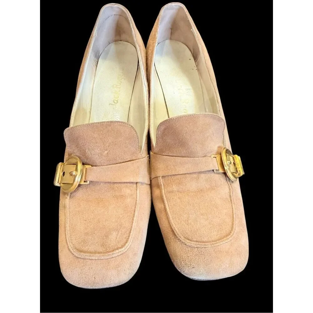 Jack Rogers Vintage Pumps Chunky Heel Gold Buckle Sz. 6 1980’s 1990’s